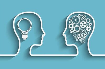 arte sobre inteligência emocional, simbolizando duas cabeças